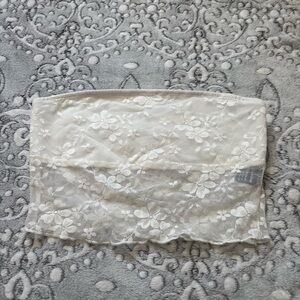 SHEIN Lace Floral Crop Top - White